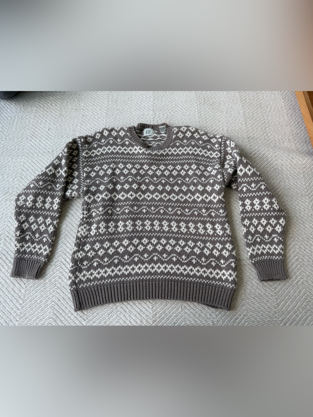 Vintage GAP Brown & Cream Fair Isle Crewneck Sweater sz L